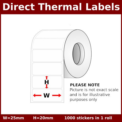 25mm [x] 20mm [x] 1000pcs - 1up - DT Sticker