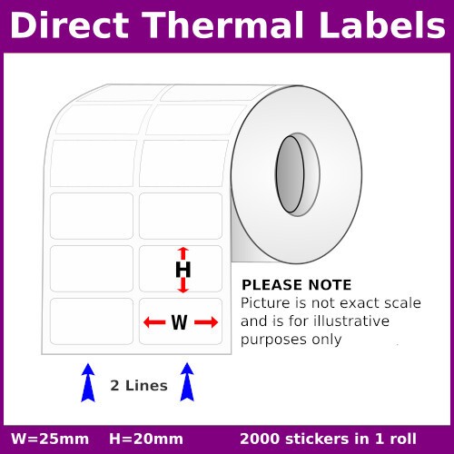 25mm [x] 20mm [x] 2000pcs - 2up - DT Sticker