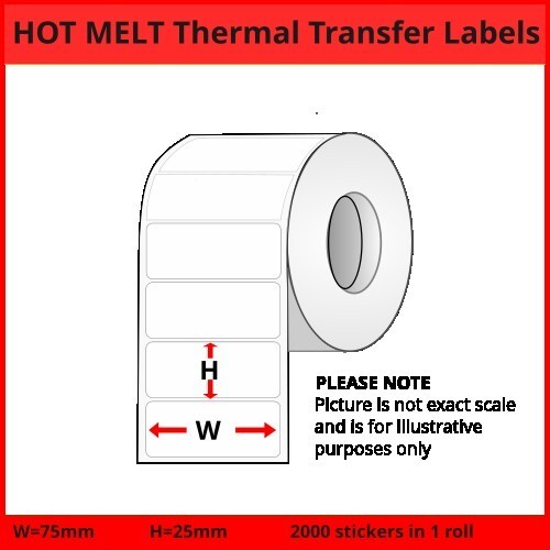 HOT MELT 75mm [x] 25mm [x] 2000pcs - 1up - TT Label