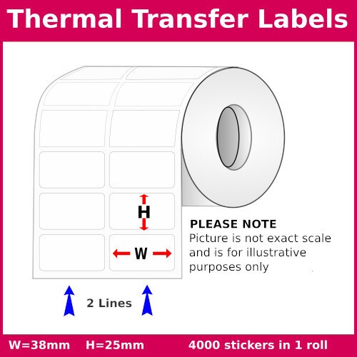 38mm [x] 25mm [x] 4000pcs - 2up - TT Sticker